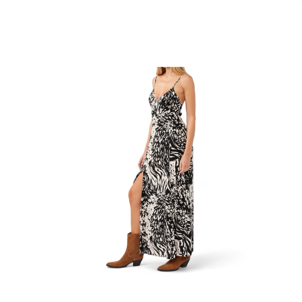 Lovestitch Black and White Animal Print Maxi Dress